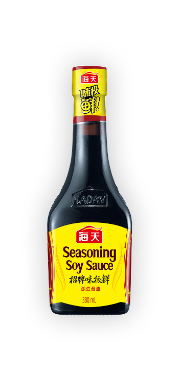 380mL出口招牌味极鲜酿造酱油铜版纸覆膜标签(欧洲英意西版)